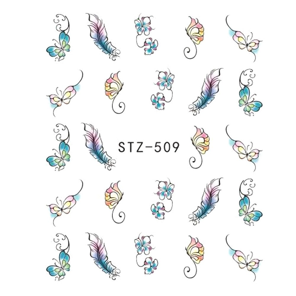 1pcs Nail Sticker Butterfly Flower Water Transfer Decal Sliders for Nail Art Decoration Tattoo Manicure Wraps Tools Tip JISTZ508